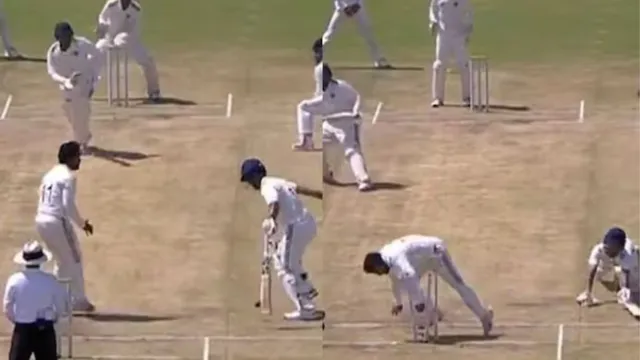 duleep-trophy-2024-yash-dubey-gets-run-out-in-most-bizarre-way-watch